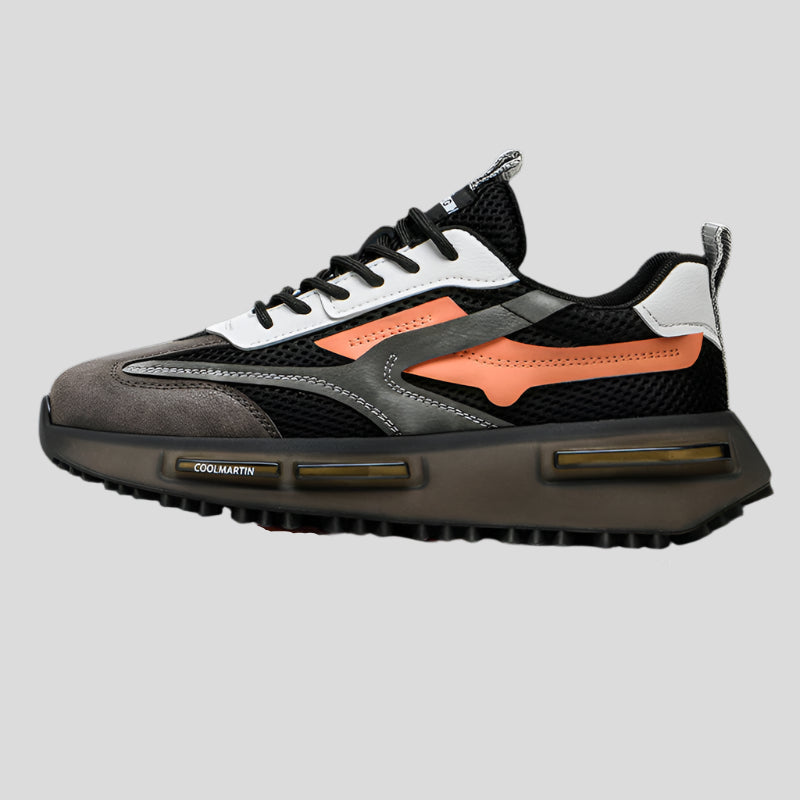 Celonox Black Mesh & Orange Accent Pod Sneakers